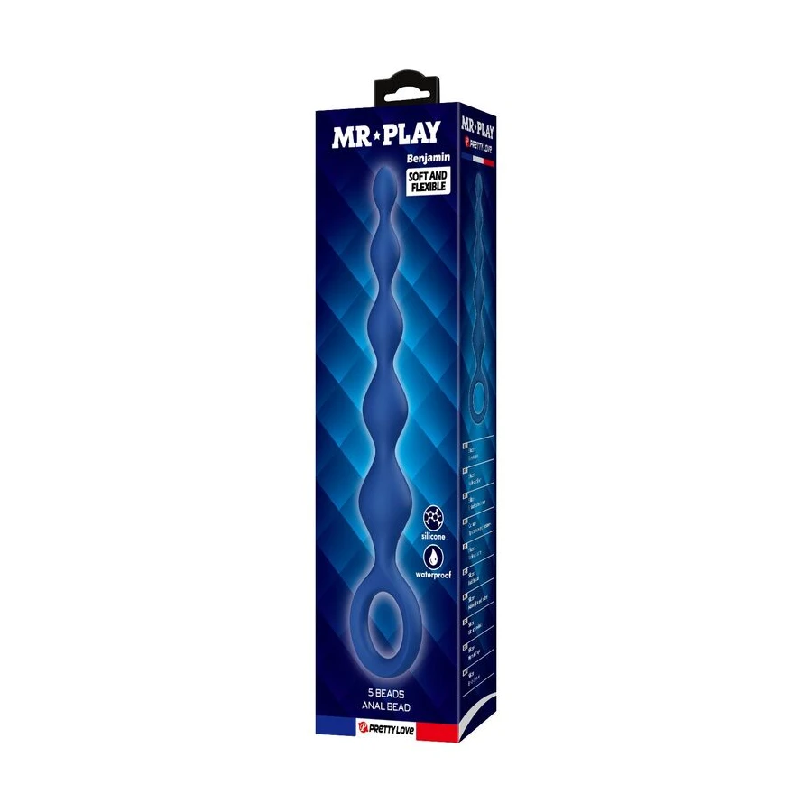 MR PLAY - PERLE ANAL IN SILICONE BLU E PLUG ANAL 20,4 CM